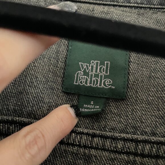 WILD FABLE Oversized Black Denim Jacket - Picture 2 of 2